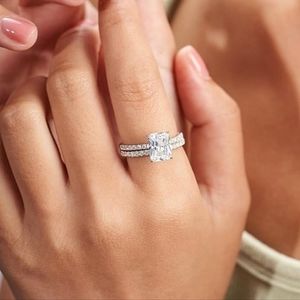 3 Ct Emerald Cut Diamond Wedding Ring Set